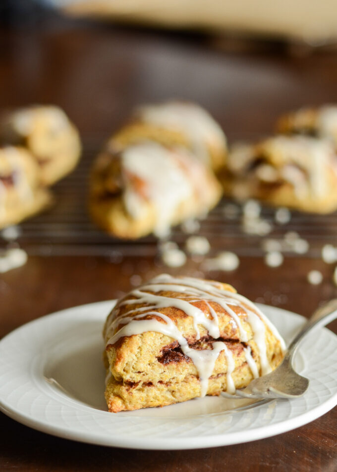 Pumpkin Cinnamon Roll Scones