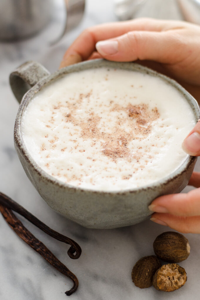 Eggnog Frothed Milk Buttered Side Up