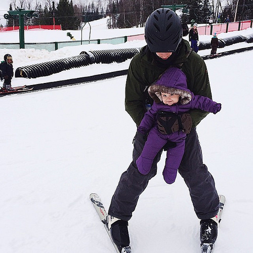 Helen enjoyed her first time "skiing."