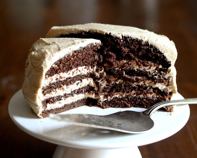 Chocolate Cake with Peanut Butter Frosting | Buttered Side Up