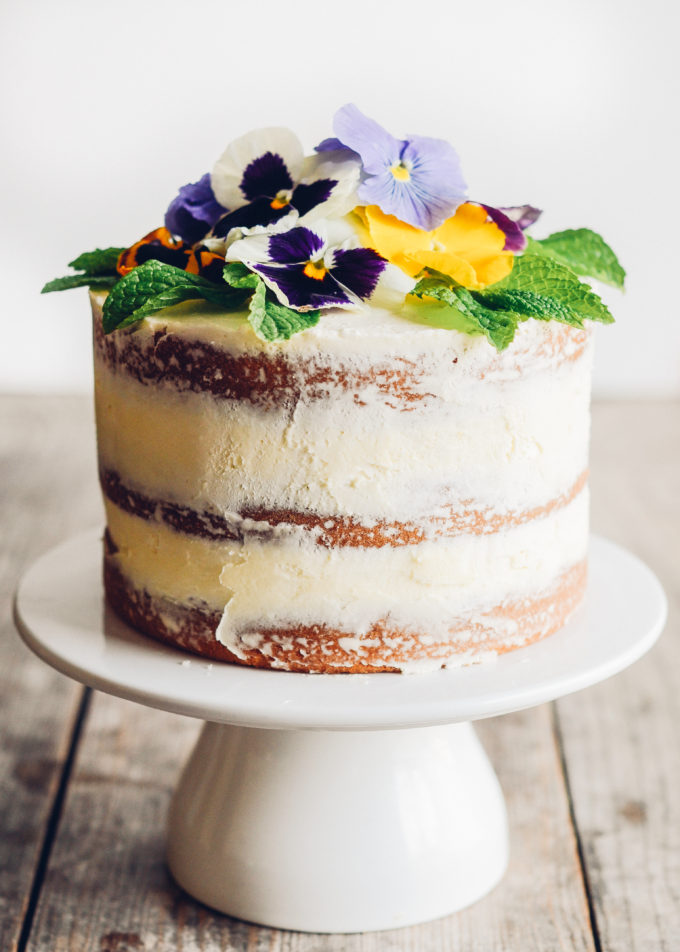 Triple Lemon Naked Layer Cake with Edible Flowers - Buttered Side Up