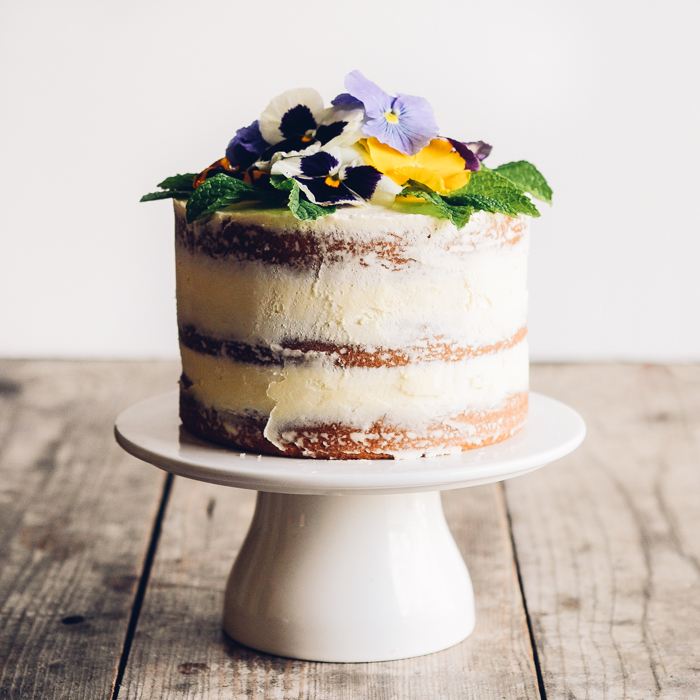 Triple Lemon Cake with Edible Flowers