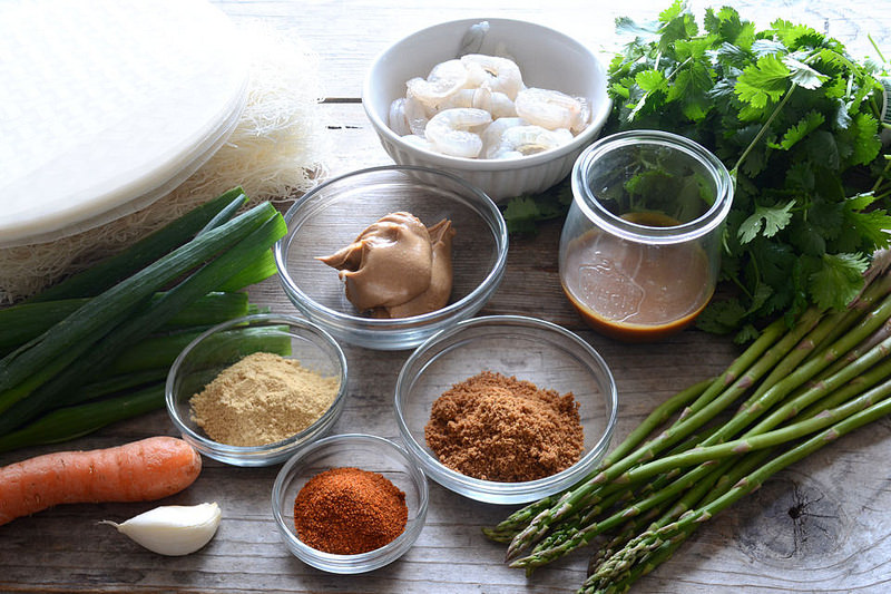 Shrimp Spring Rolls with Sweet & Spicy Peanut Dipping Sauce