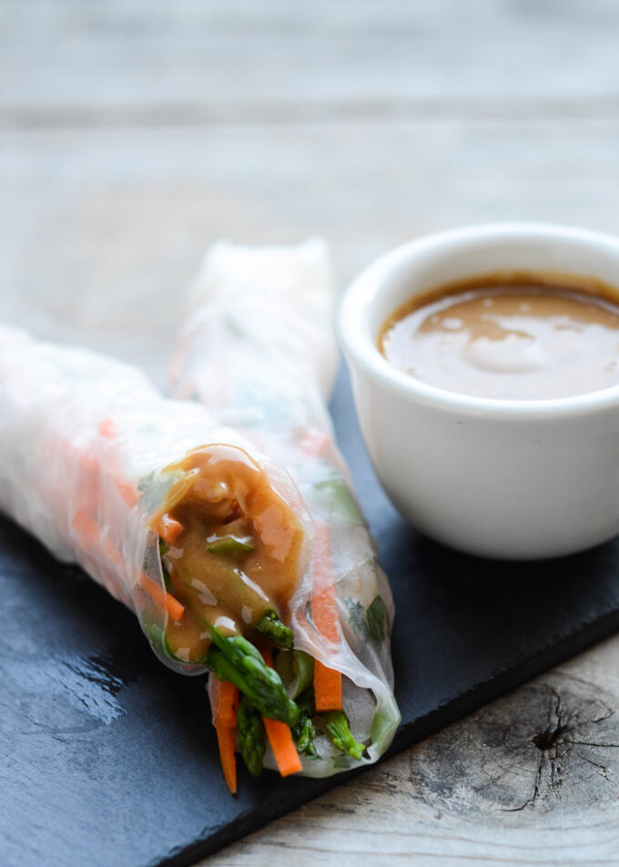 Shrimp Spring Rolls with Sweet and Spicy Peanut Sauce