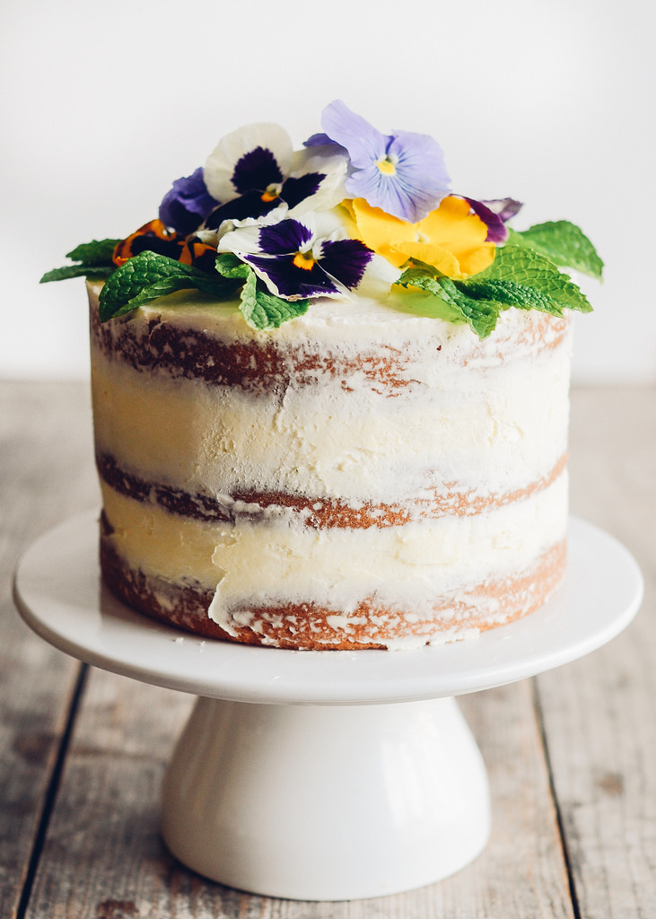 Triple Lemon Cake with Edible Flowers