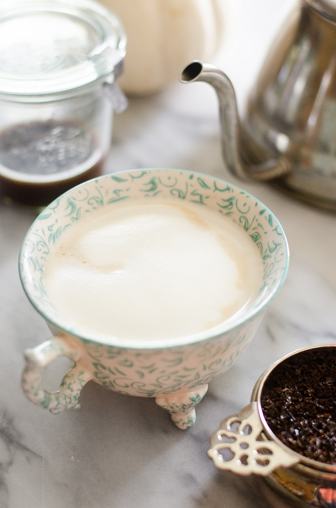 Organic Pumpkin Spice Latte with homemade pumpkin spice syrup