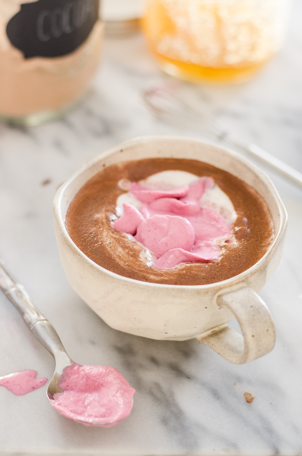 Homemade Hot Cocoa + Pink Whipped Cream