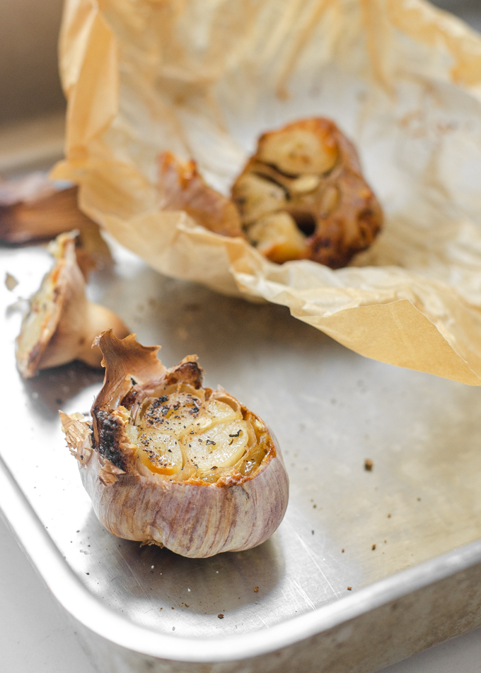 How to roast garlic without aluminum foil.