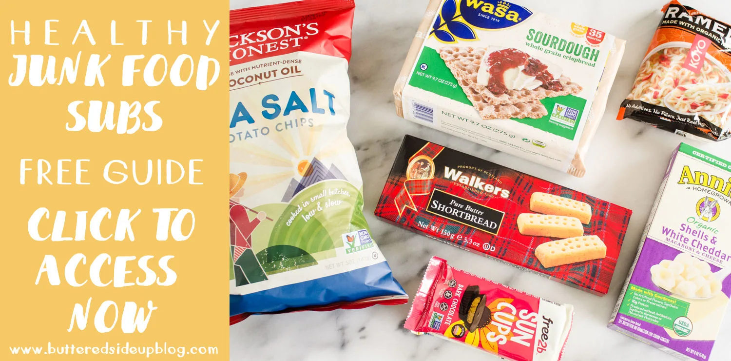 Healthy Junk Food Substitutes. Click to get my FREE Guide to making healthier snacking choices!