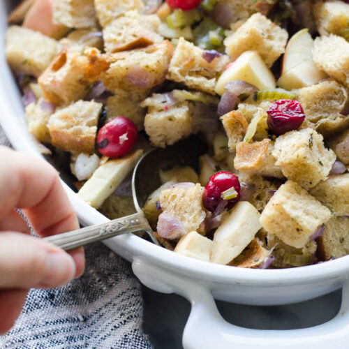 Amazing Sourdough Stuffing Recipe with Cranberries! Buttered Side Up