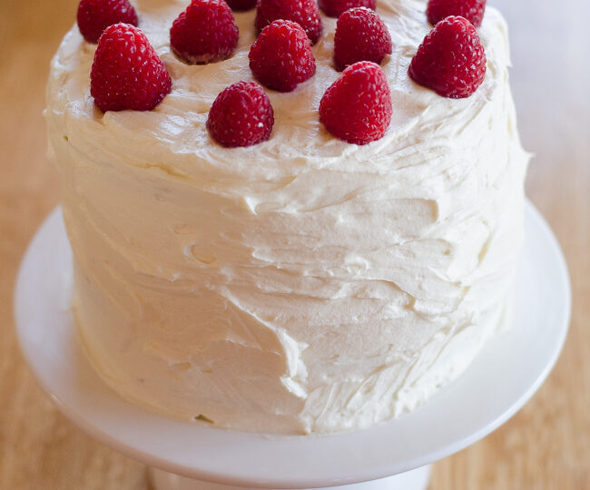 Chocolate Cake with Raspberries and Cream Cheese Frosting