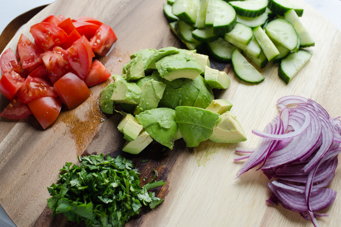 Healthy Avocado, Cucumber, and Tomato Salad