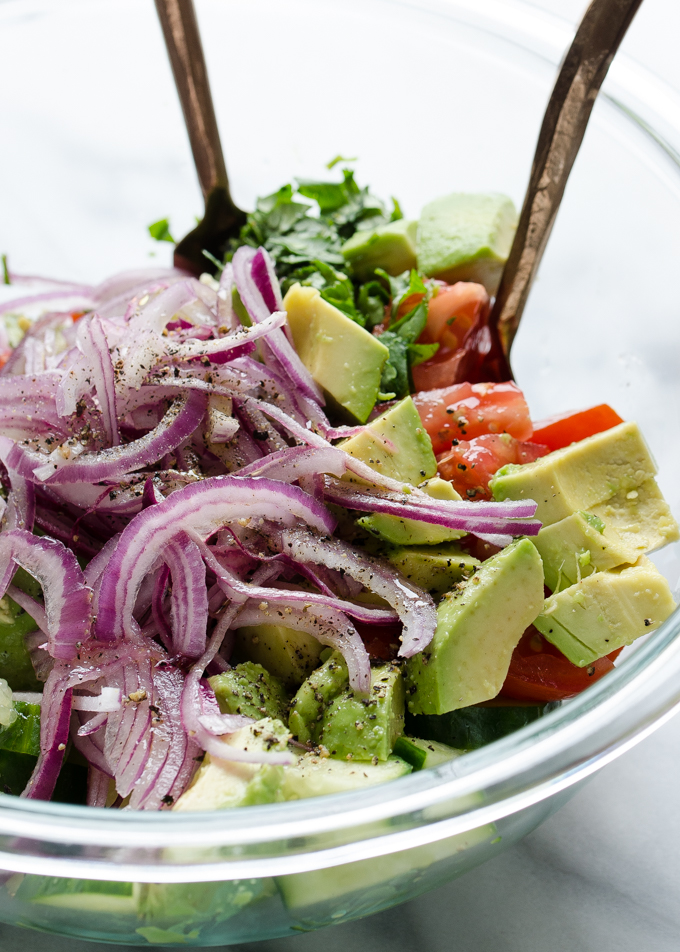 Healthy Avocado, Cucumber, and Tomato Salad