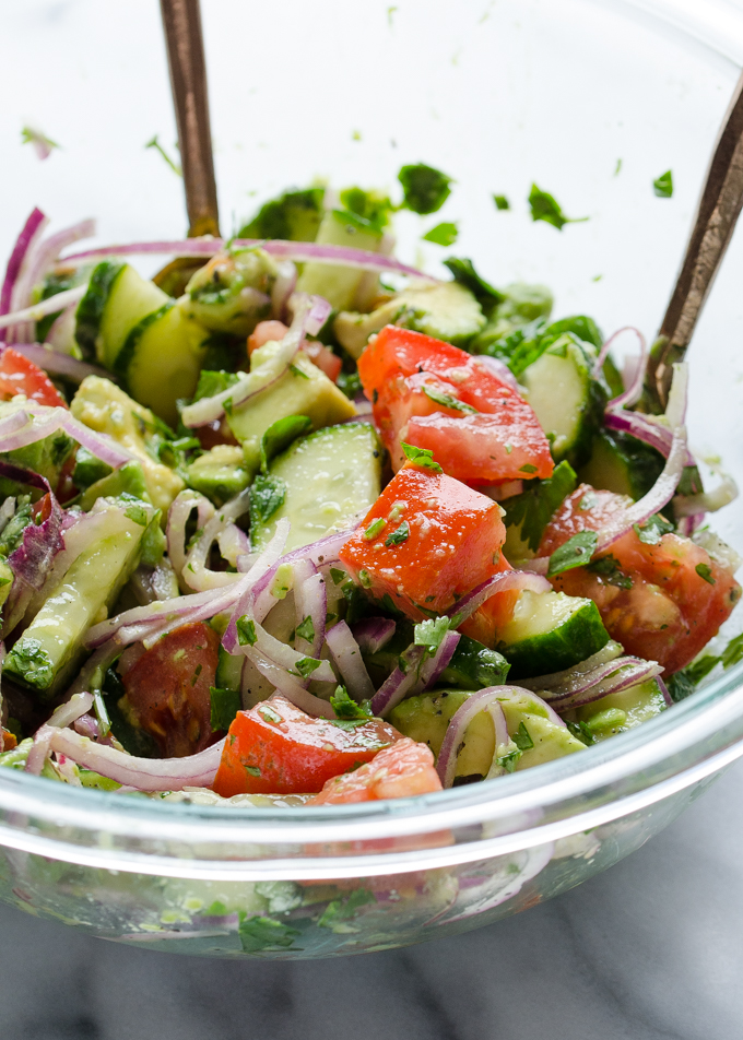 Healthy Avocado, Cucumber, and Tomato Salad