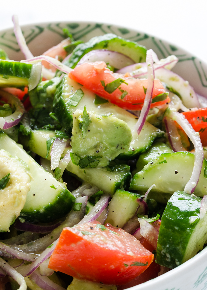 Healthy Avocado, Cucumber, and Tomato Salad