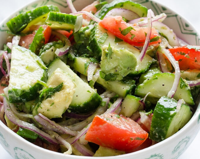 Healthy Avocado, Cucumber, and Tomato Salad