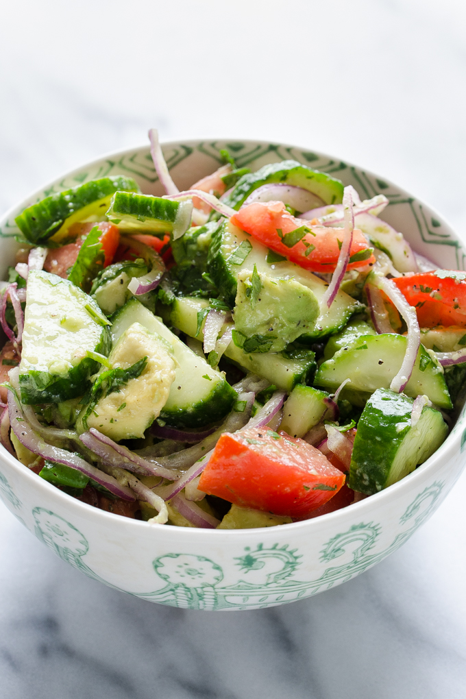 Healthy Avocado, Cucumber, and Tomato Salad