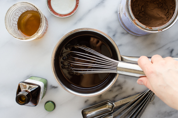 Making the chocolate base.