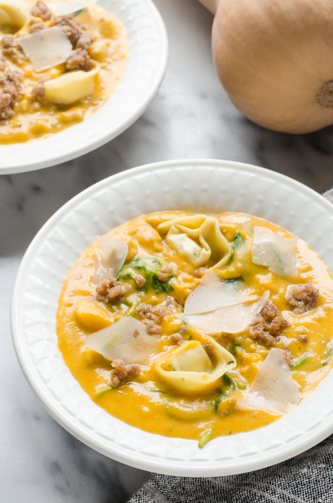 Roasted Butternut Squash and Tortellini Soup