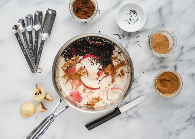 All of the ingredients in a small saucepan.