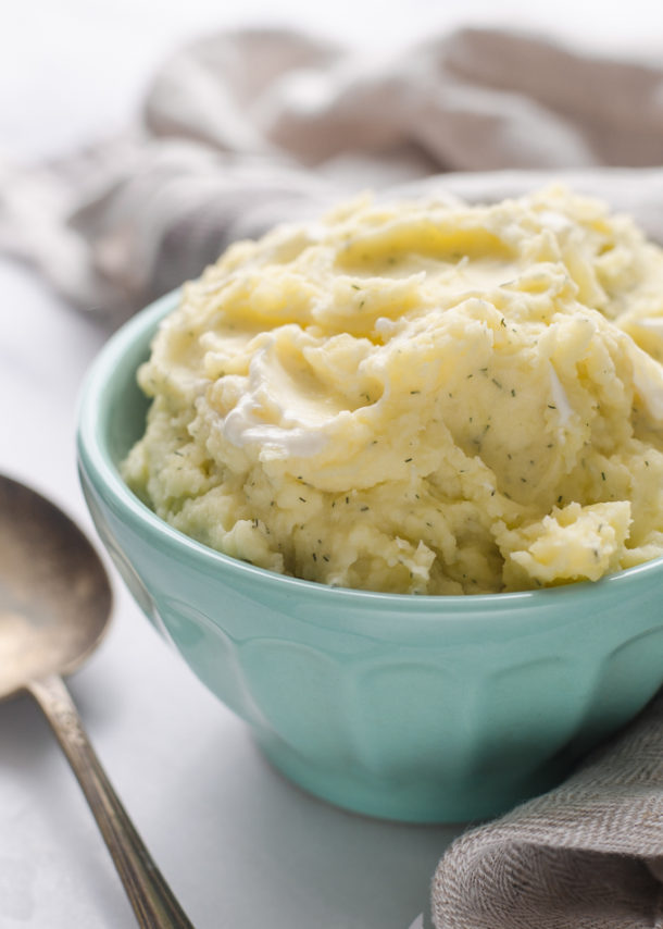 Sour Cream and Dill Mashed Potatoes Buttered Side Up