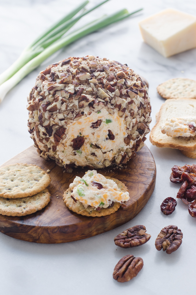 Healthy Cranberry Pecan Cheeseball Recipe - Gluten Free and all-natural!