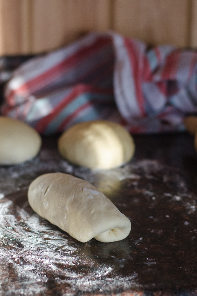 A piece of the dough rolled up jelly-roll style.