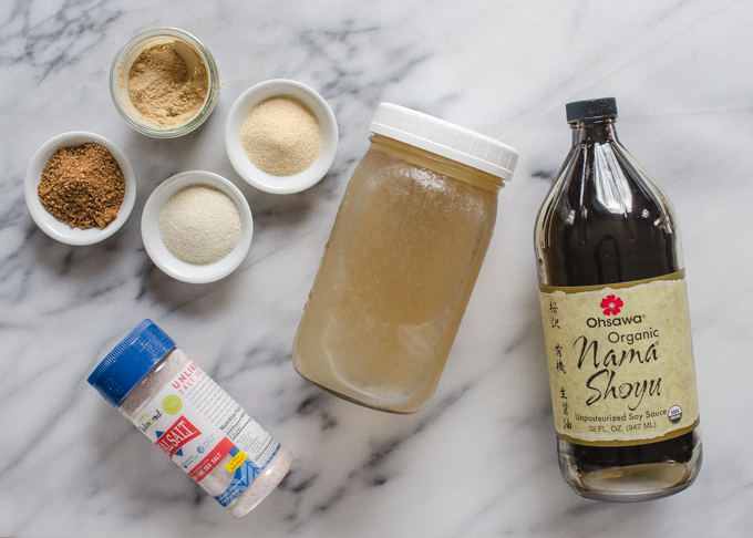 Ingredients for broth for ramen noodles.