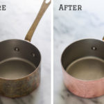 Before and After of copper polish.