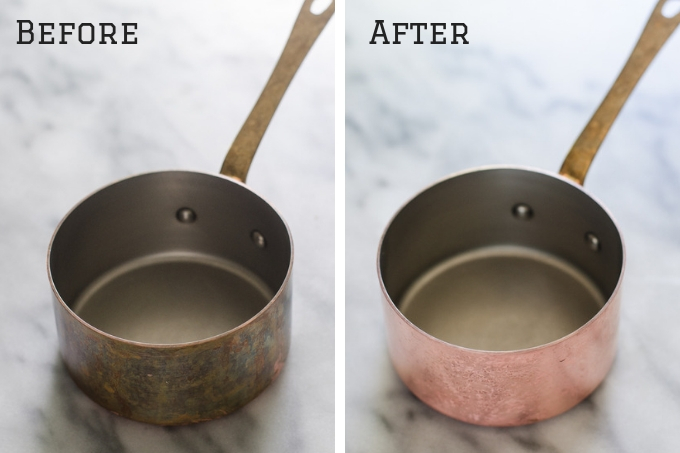 Before and After of copper polish.