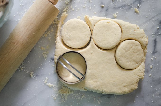 Cutting out the shortcakes.