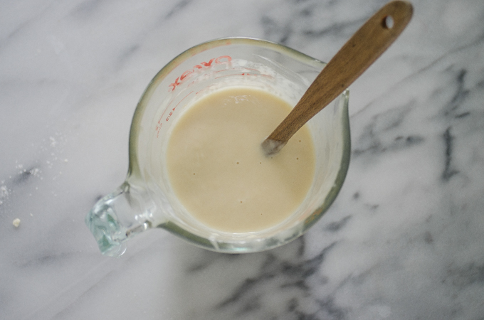 Wet ingredients in a measuring cup