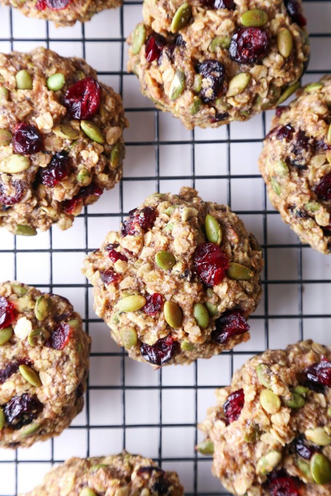 From-above shot of superfood breakfast cookies - coconut oil recipes.