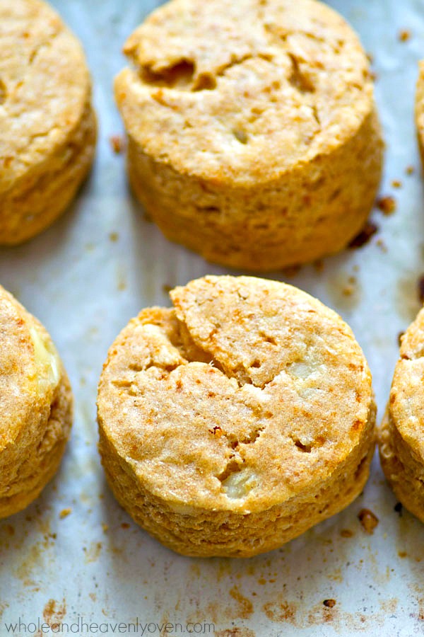 Close up shot of baked biscuits.