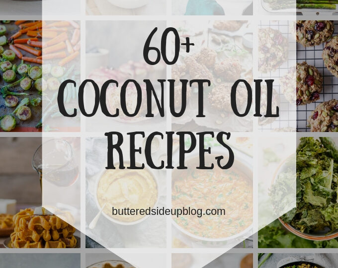 Collage photo of coconut oil recipes.