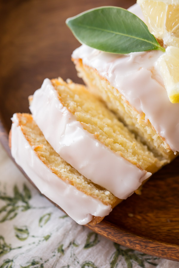 Slices of lemon pound cake.