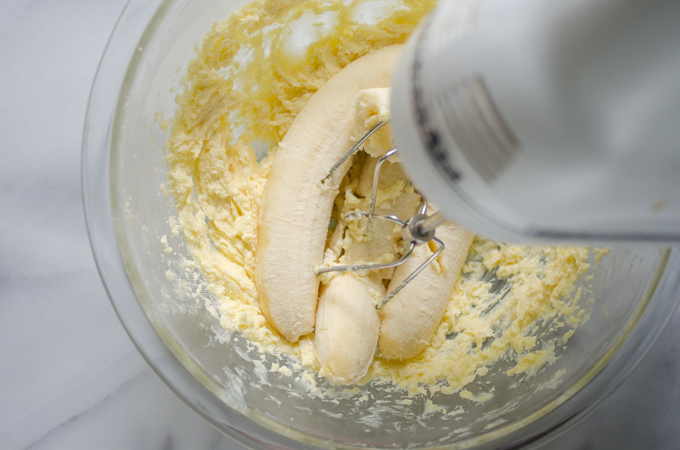 Bananas in the butter/sugar mixture.