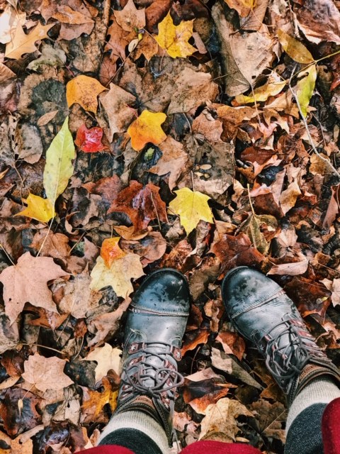 Shoes + fallen leaves