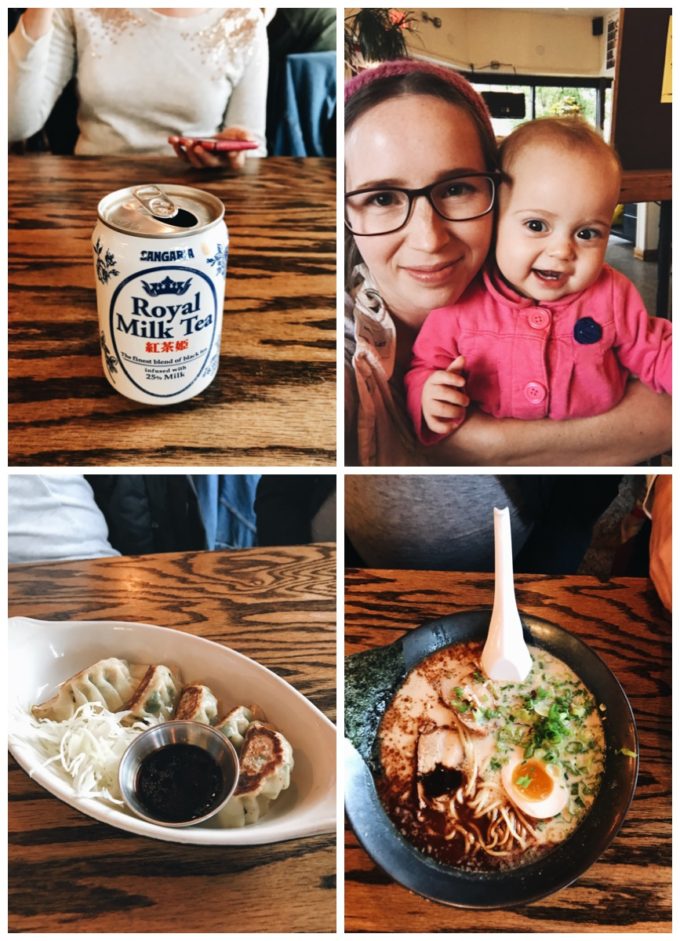 Fun restaurants in Minneapolis: Eating at Ramen Kazama - milk tea, gyoza, and tonkotsu ramen.