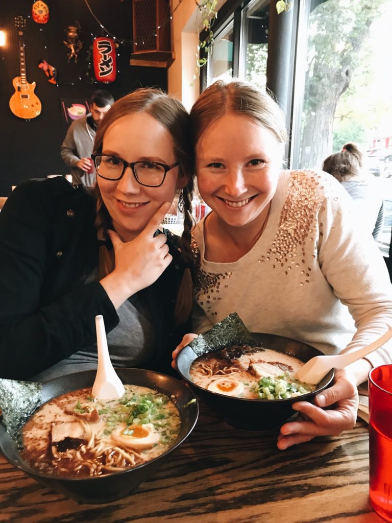 Enjoying our Tonkostu Ramen