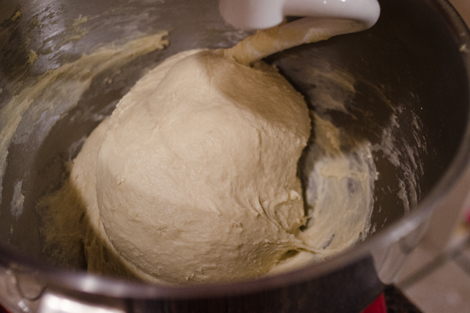 The dough kneaded until elastic.