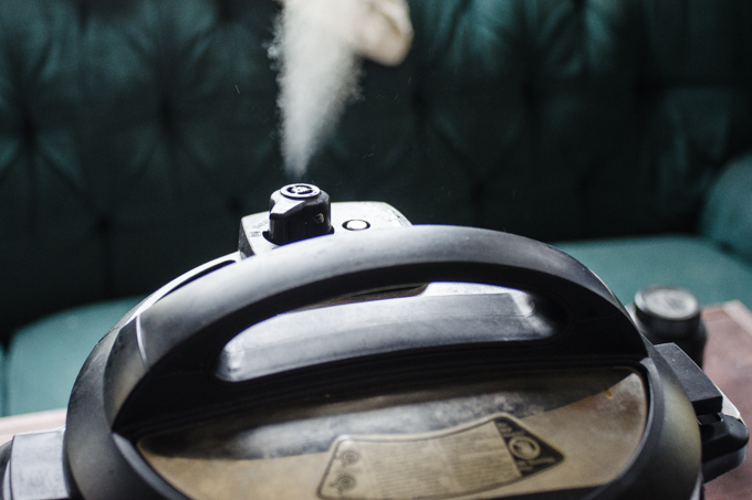Quick releasing the steam from the Instant Pot.