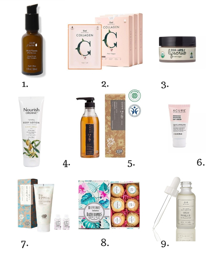 Collage of ethical or fair trade gifts for beauty lovers