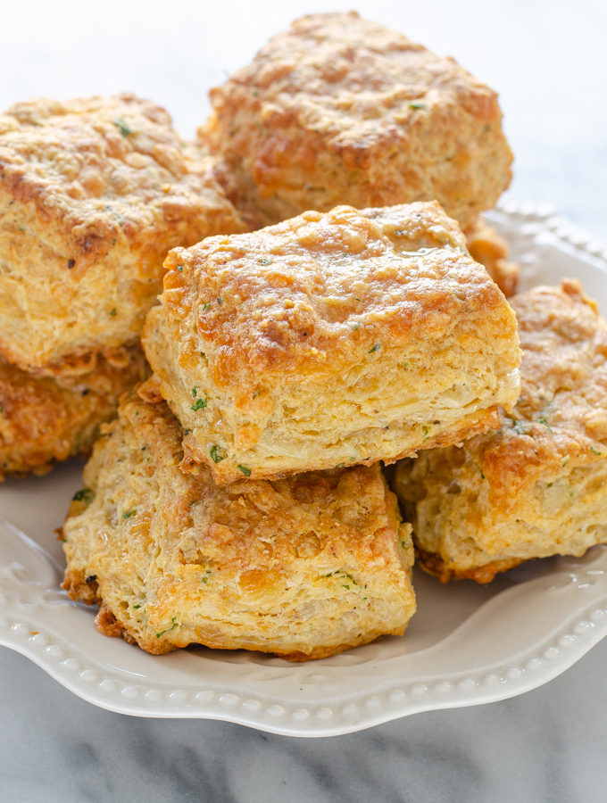 A plate of cheddar biscuits.