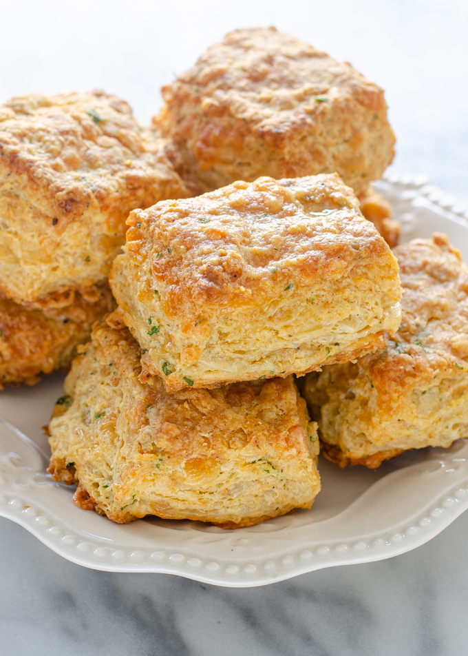 A plate of cheddar biscuits.