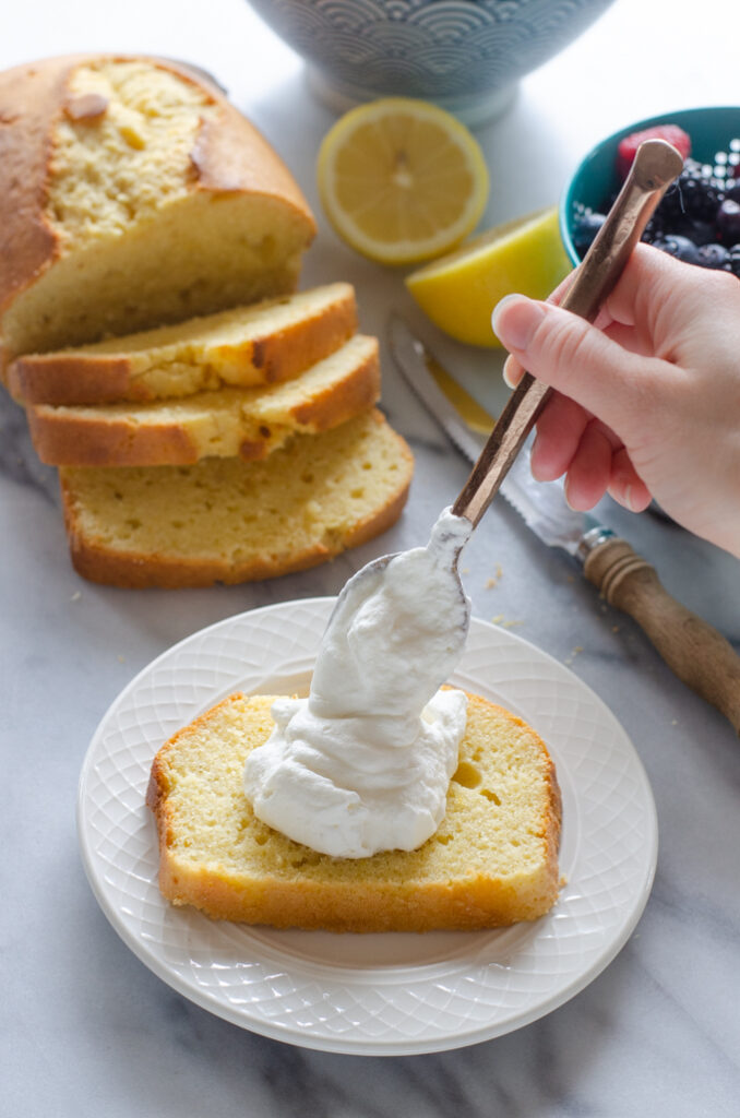 Easy Sour Cream Pound Cake Loaf with Lemon Buttered Side Up