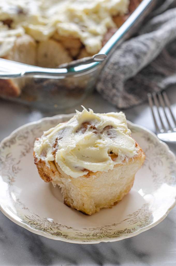Sourdough Cinnamon Rolls With Cream Cheese Icing Buttered Side Up