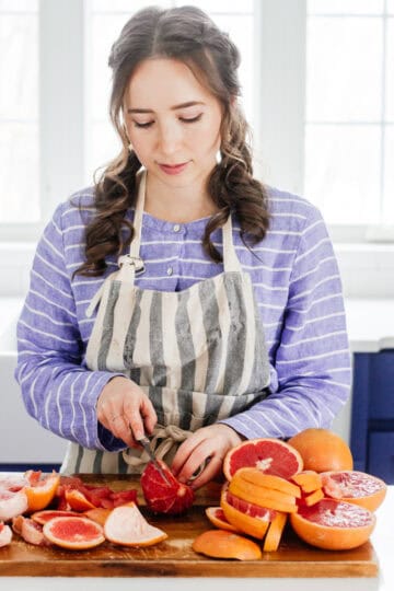 Slicing a grapefruit the best way.