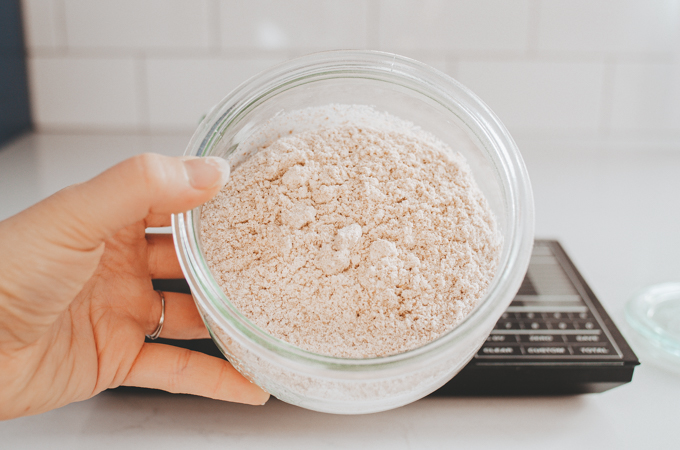 Whole wheat flour for making a sourdough starter from scratch.