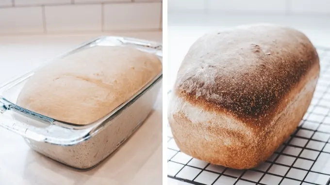 A loaf a bread baked with a starter that's been in the fridge for 1 week.